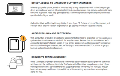 UltiMakerCare Plan for MakerBot Sketch - 3 Year